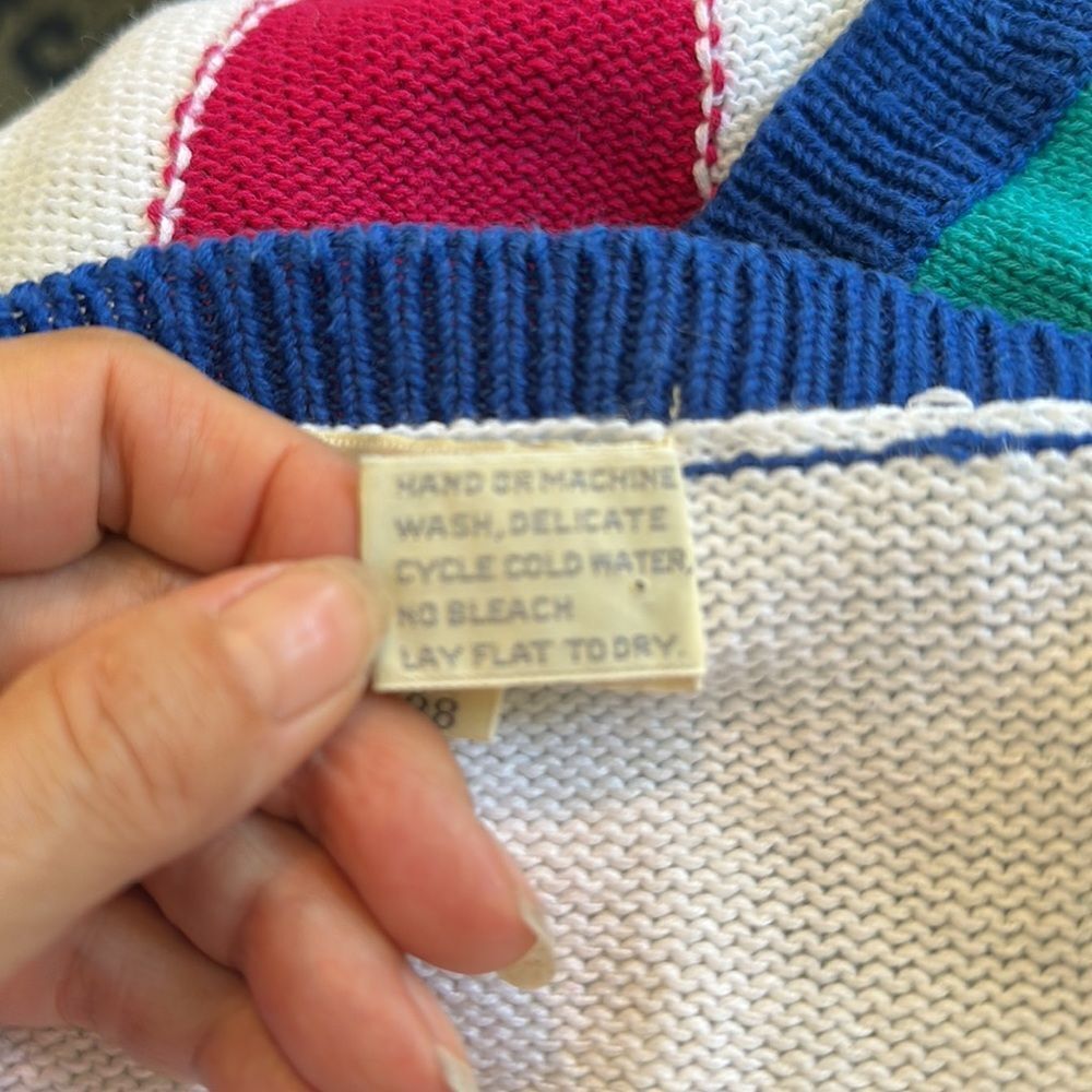Vintage 80s The Eagle’s Eye multicolored sleeveless ramie/cotton sweater - Picture 8 of 8